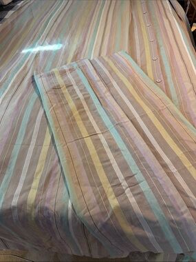 Crate&Barrel Pastel Stripe Sheet Set in Mint, Lavender, Yellow & Tan